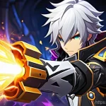 엘소드 전용 서버 특징 비교 - **Image Prompt 1: Elsword Hero in Seamless Battle with High Performance**
    A dynamic, full-body s...