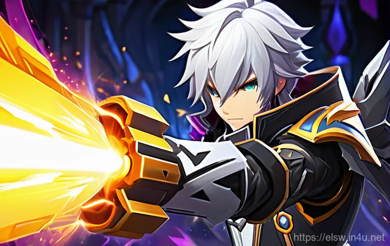 엘소드 전용 서버 특징 비교 - **Image Prompt 1: Elsword Hero in Seamless Battle with High Performance**
    A dynamic, full-body s...