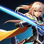 엘소드 자동 전투 시스템 이해 - **Prompt 1: Dynamic Action Combat in Elsword Style**
    A full-body shot of a female Elsword charac...